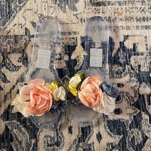ASOS clear floral slides. Brand new. Never worn. Size 7.